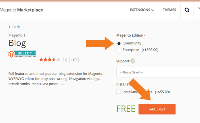 magento marketplace add to card