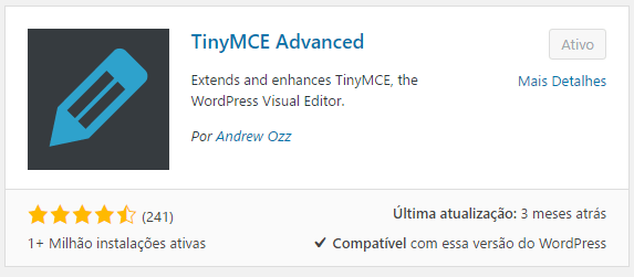 plugin TinyMCE Advanced