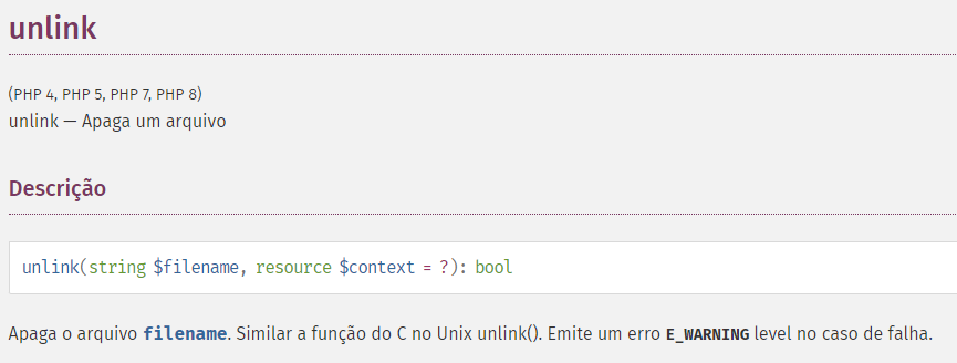 função unlink no PHP