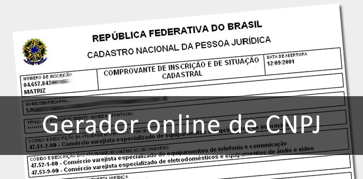 Gerador online de CNPJ válidos