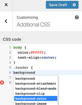 melhorias no editor de CSS