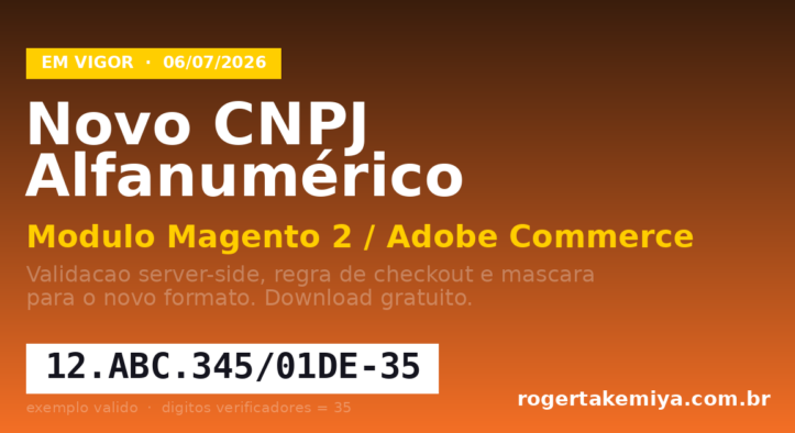CNPJ alfanumérico Magento 2: módulo grátis com máscara e validação