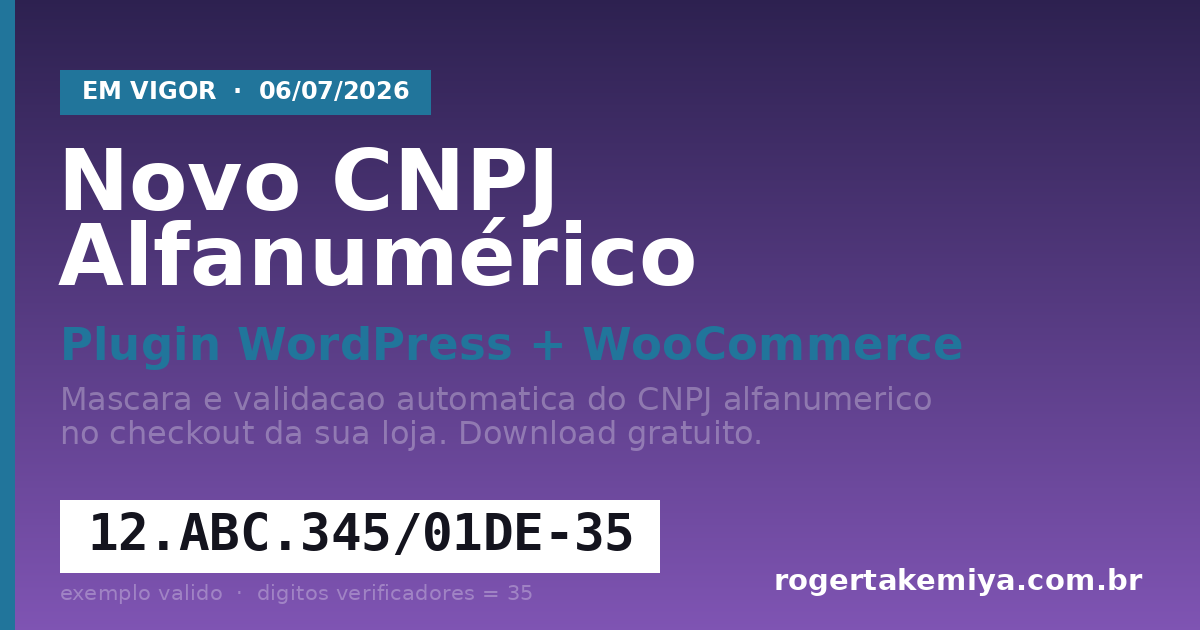 Plugin WordPress WooCommerce para CNPJ alfanumérico